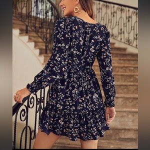Ruffle Floral navy romper